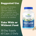 RidgeCrest Herbals ClearLungs Extra Strength Lung Health Support 60 Ct | 30 Servings, 13 Unique Herbs, Natural Nasal Support, Respiratory Comfort, 50% more than Classic with Availablend