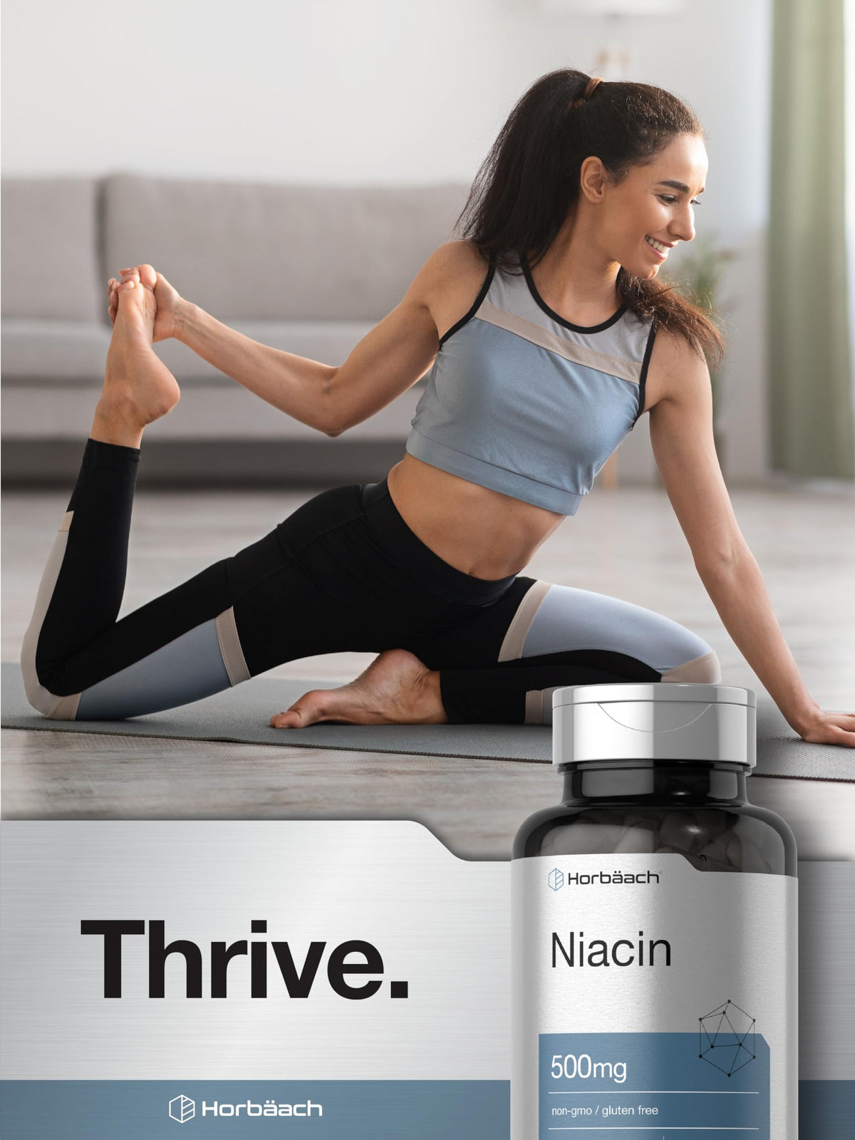 Horbäach Niacin | Vitamin B3 500mg | 100 Capsules | with Flushing