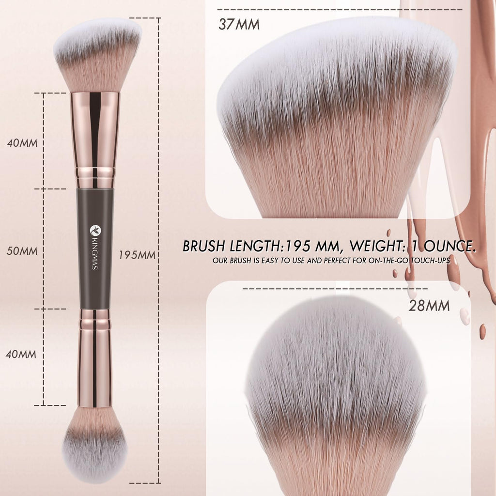 Buy now KINGMAS Foundation Makeup Brush, Double-ended Angled/Round Top Contour Brush for Beauty Blending Liquid Powder, Concealer Cream Cosmetics Blush Makeup Brush (Brown) at indiglob india