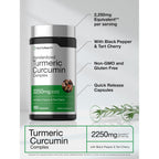Horbäach Turmeric Curcumin Supplement | 180 Capsules | with Black Pepper & Tart Cherry | Non-GMO & Gluten Free