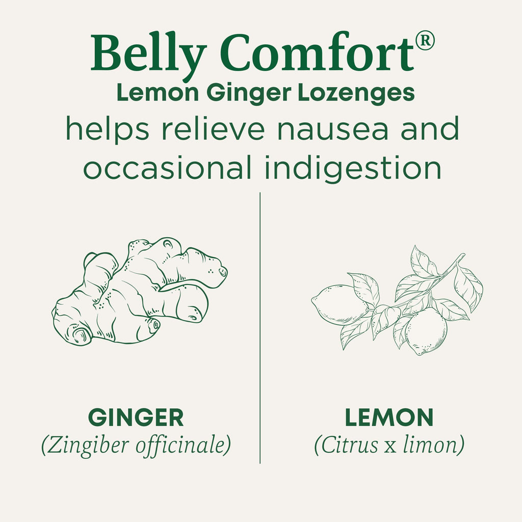 Traditional Medicinals Organic, Belly Comfort Lozenges, Lemon Ginger - Supports Nausea Relief and Occasional Indigestion - Non-GMO, Stimulant-Free - 30 Individually Wrapped Lozenges