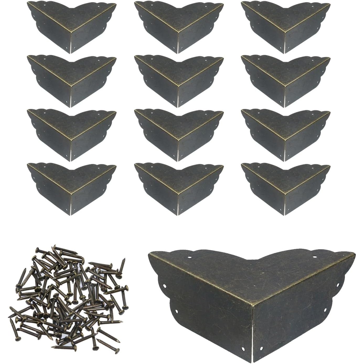 Buy now Mcredy Corner Protectors for Furniture,4 Pack Table Corner Protectors Metal Bronze Box Corners Decorative 2.8x2.8x1.2(LxWxH),Side Length 2.8" Bronze 12 at indiglob india