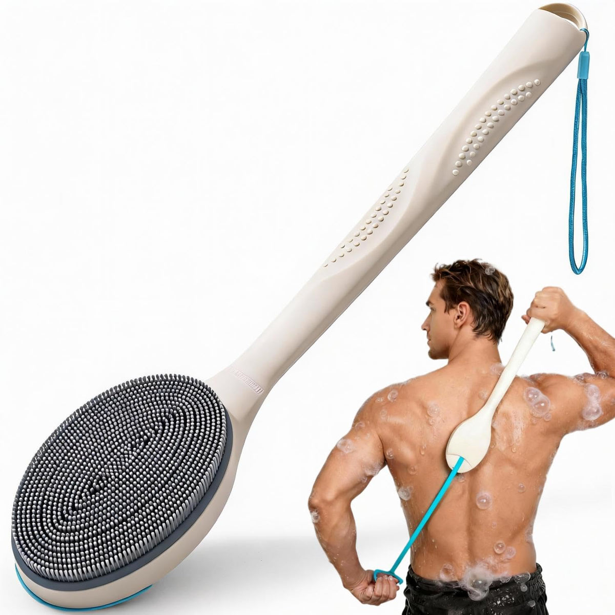Extendable Silicone Back Scrubber-17.5"-32",4X Firm Exfoliation