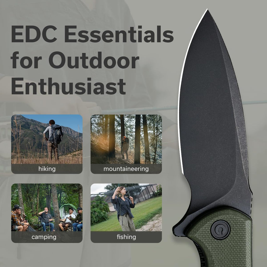 CIVIVI Mini Praxis Folding Pocket Knife, 2.98" D2 Steel Blade, OD Green