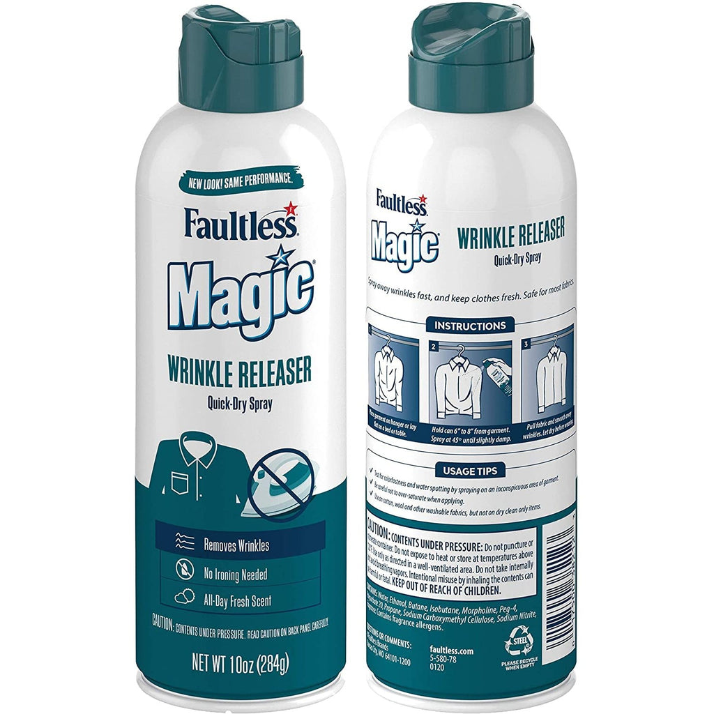 Magic Wrinkle Releaser (2 Pack) Say No to Ironing, Perfect for Travelers, Moms or Those On The Go, Static Electricity Remover + Fabric Refresher + Odor Eliminator + Wrinkle Remover, Fresh Scent