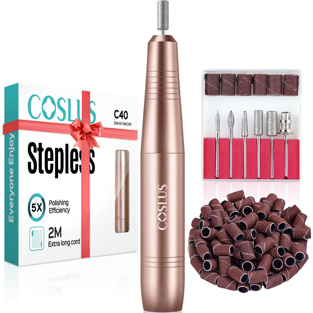 COSLUS C40 Electric Nail Drill Professional, Precise Dial Speed Control | Nail File Machine for Acrylic Gel Dip Powder Removal, Compact Manicure Tools, Beginner-friendly Polishing Set, Home