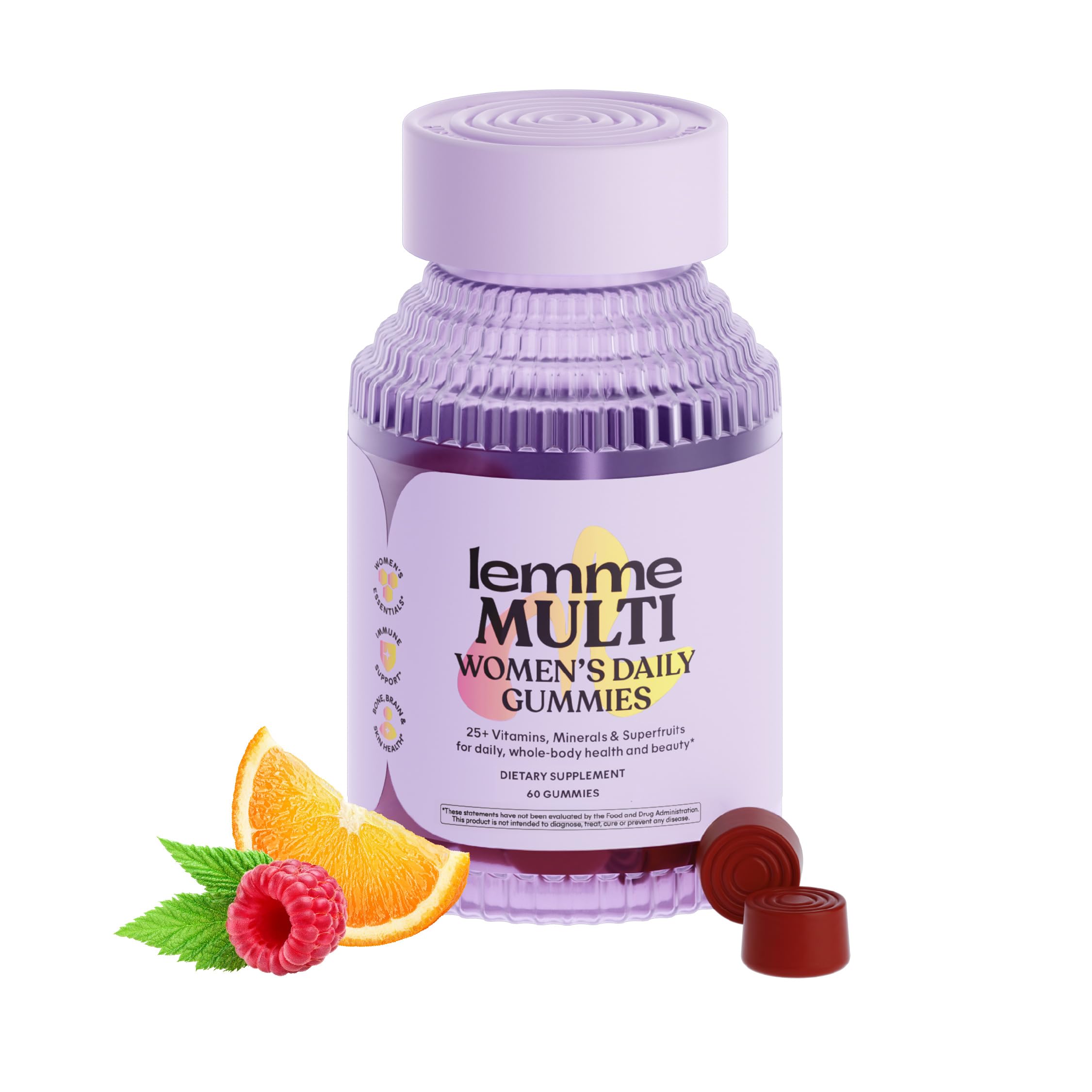 Lemme Multi Gummies, Daily Nutritional Support 30-Day Supply | Daily Nutritional Support with Vitamins A, C, D, E, Biotin, Folic Acid, Zinc & Inositol, Bone, Brain, Skin & Immune Health