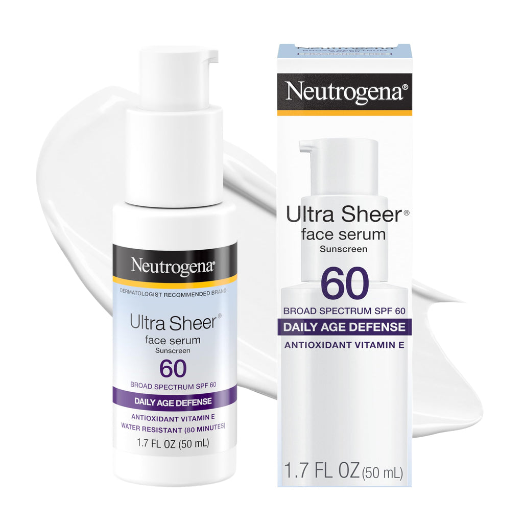 Neutrogena Ultra Sheer Sunscreen Serum SPF 60, Fragrance-Free, 1.7 fl. oz | Broad Spectrum UVA/UVB Protection, Lightweight Serum, Water-Resistant up to 80 Minutes, Non-Comedogenic