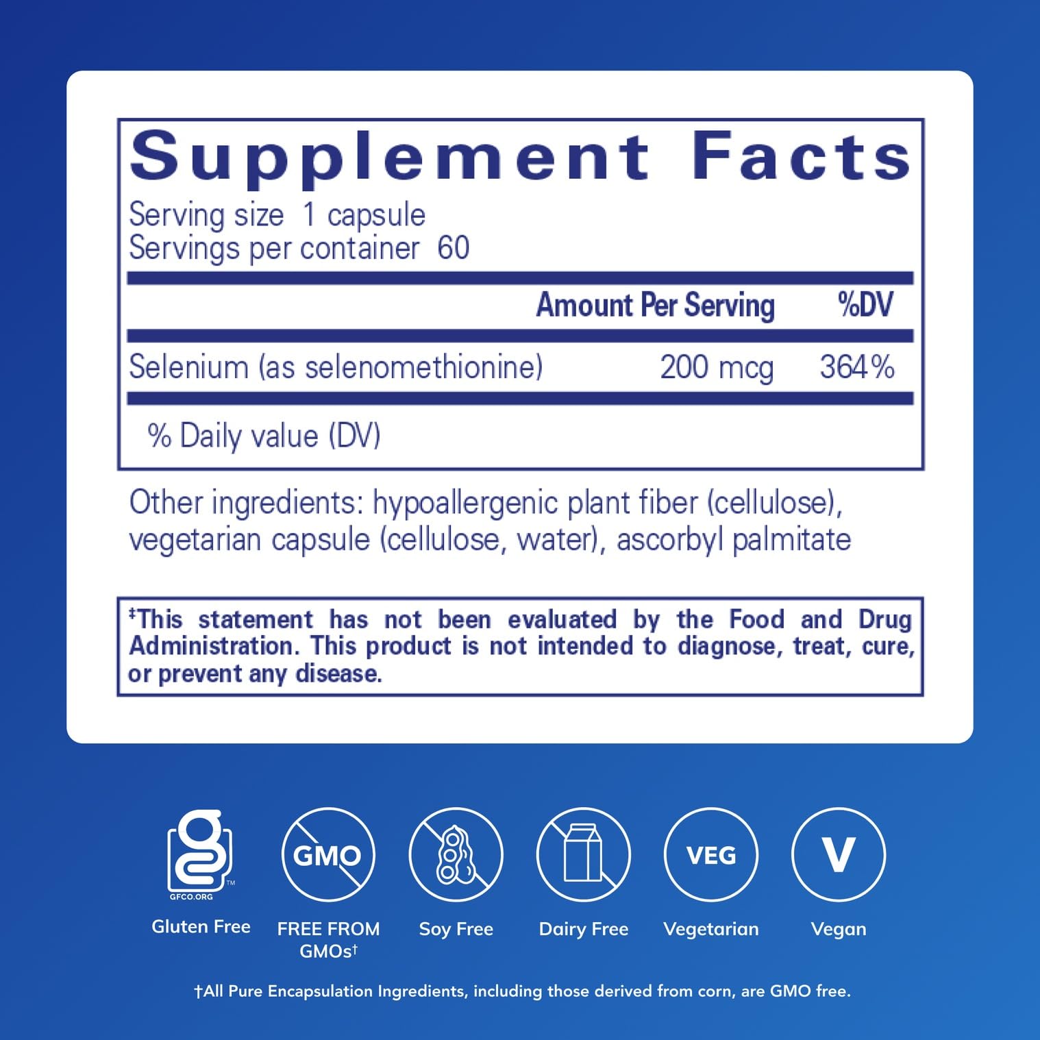 Pure Encapsulations Selenium, 200 mcg | For Healthy Cellular Function, Immune System and Antioxidant Defenses*, Mineral Supplement, Vegan and Gluten-Free