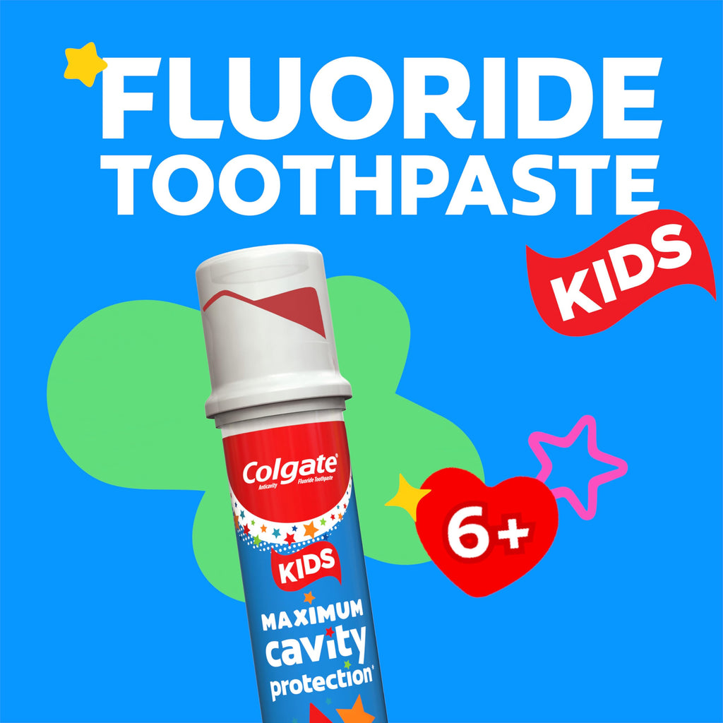 Colgate Kids Toothpaste Pump with Fluoride, Bulk 6 Pack, 4.4 oz
