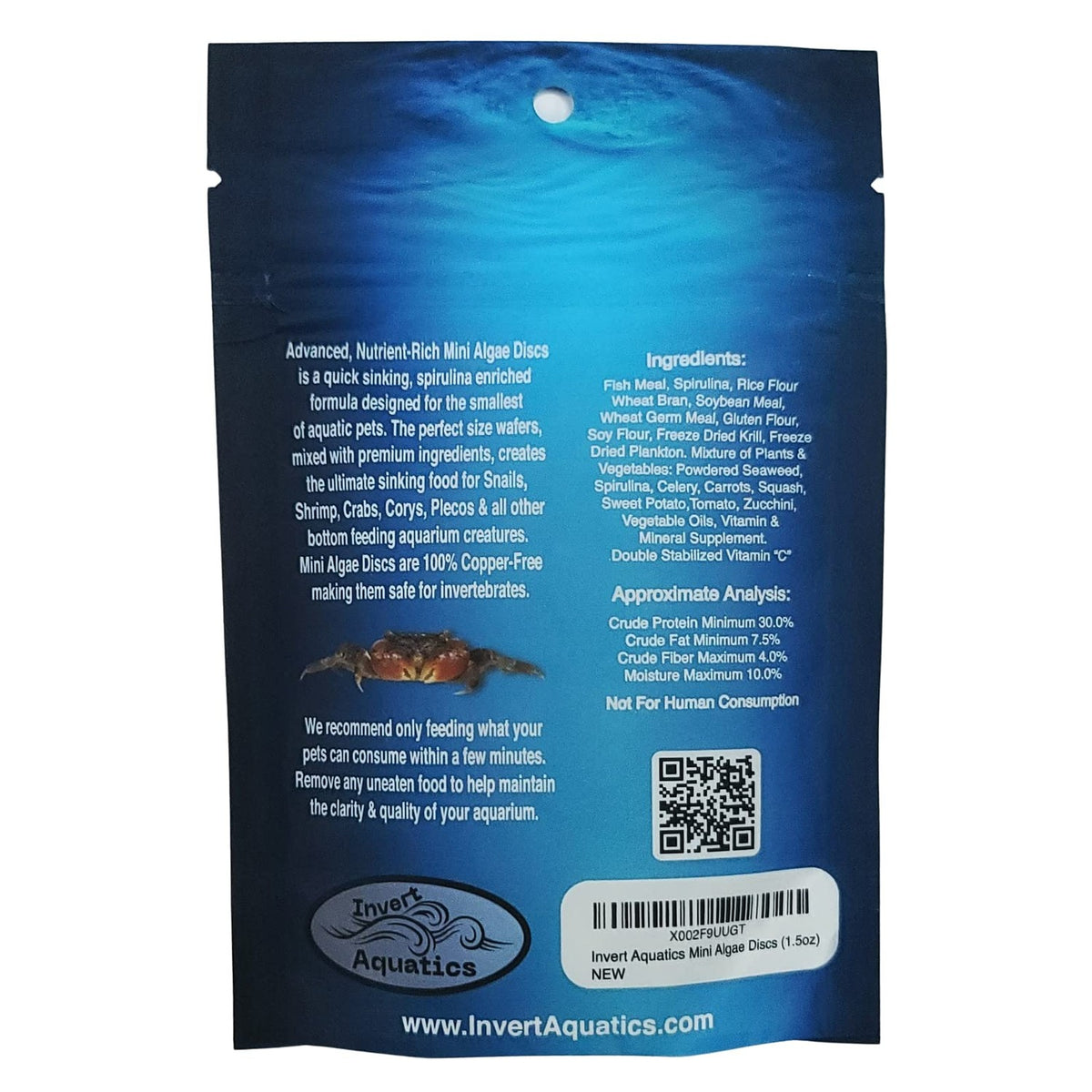 Mini Algae Discs - Sinking Diet for Snails, Shrimp & Bottom Feeding Fish (1.5oz (42,5g))