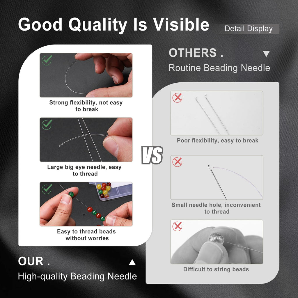 18 Pcs Collapsible Beading Needles for Seed Beads, Big Eye Beading Needle for Jewelry Making with Bottle