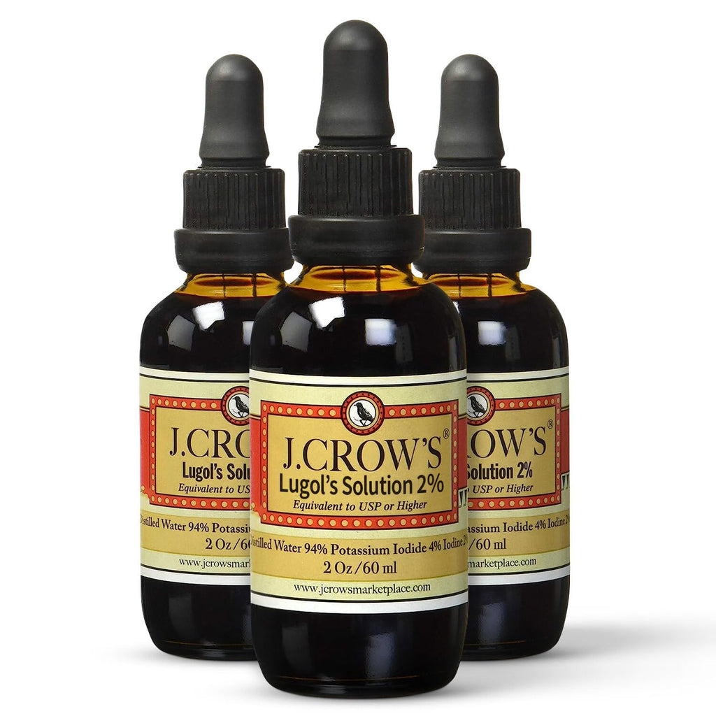 Buy now J.CROW'SÂ® Lugol's Solution of Iodine 2% 2 oz (3 Bottles) â€“ Premium Iodine & Potassium Iodide Liquid, Gluten &, Alcohol-Free Natural Brine Extract, No Expiration at indiglob india