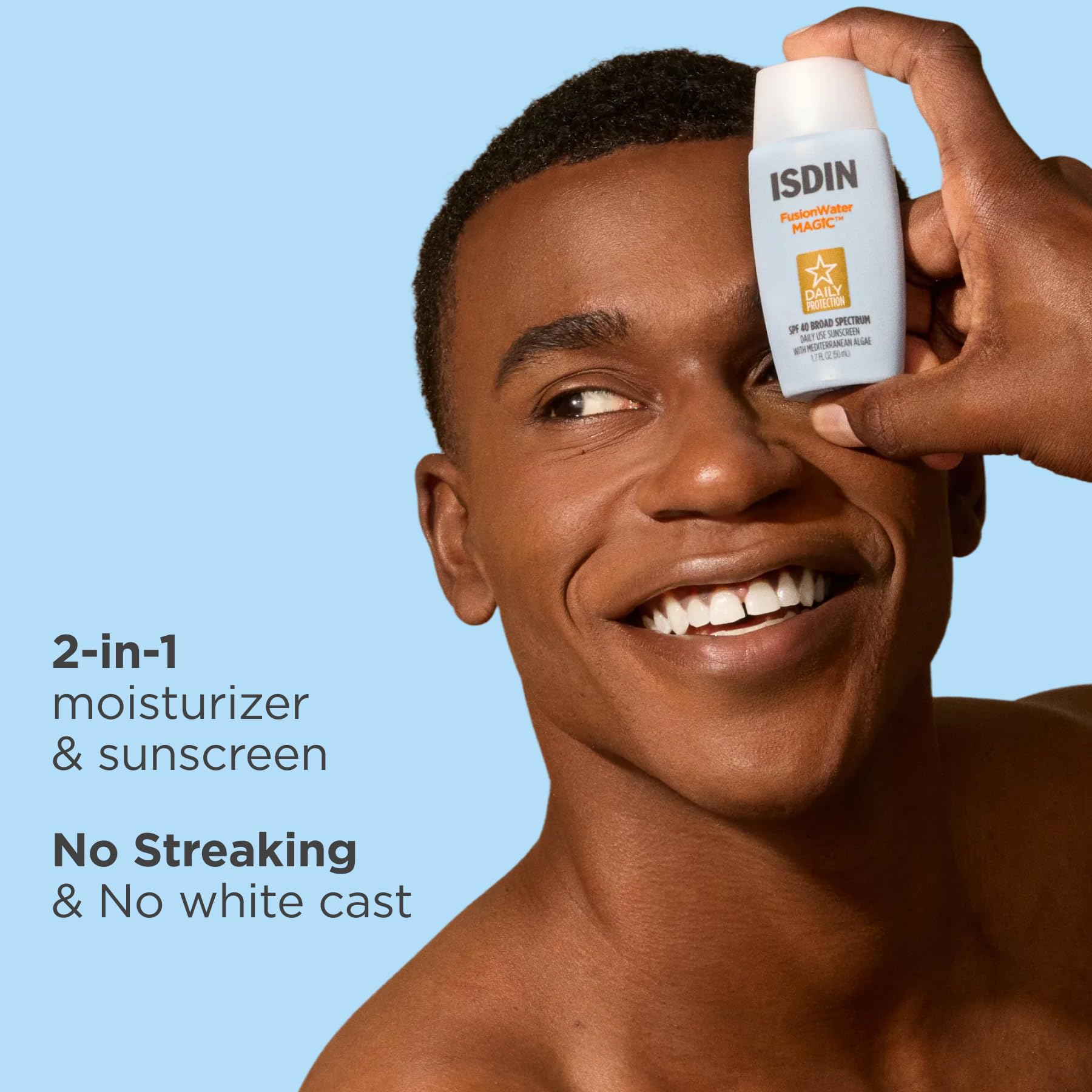 ISDIN Fusion Water MAGIC Lightweight Clear Face Sunscreen SPF 40 | Daily Use, Hyaluronic Acid, Vitamin E, Fast Absorbing, No Greasy Residue, Non-comedogenic, Dermatologist Recommended