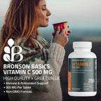 Bronson Vitamin C 500 mg Immune & Antioxidant Support, Non-GMO, 250 Tablets | Daily Vitamin C Replenishment, Vegetarian Formula, Gluten-Free & Soy-Free