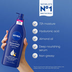 Buy now NIVEA Essentially Enriched Body Lotion for Very Dry Skin with Hyaluronic Acid, Almond Oil and Deep Nourishing Serum, 72-Hour Body Moisturizer, 16.9 Fl Oz Pump Bottle at indiglob india