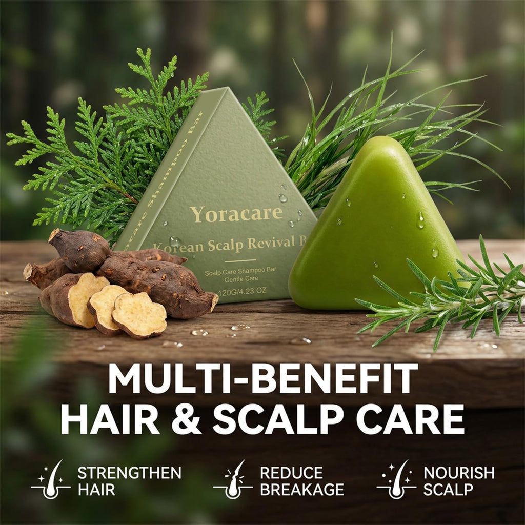 yoracare Korean Scalp Revival Bar, Rosemary Triangle Regrowth Shampoo Bar, Deep Hydrating Scalp,Strengthening & Thinning Hair, Gentle Hydrating Solid Shampoo