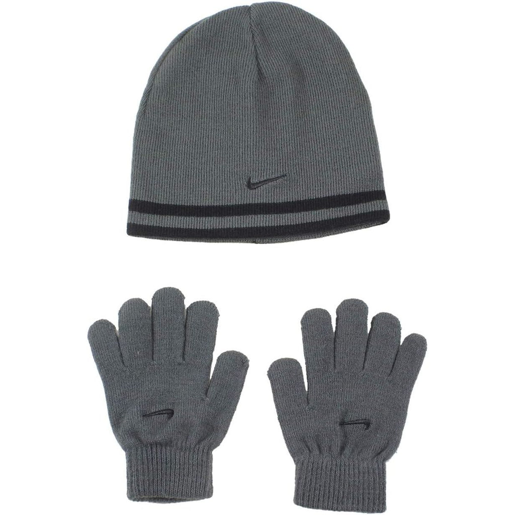 Buy now Nike Boys' Reversible Beanie and Glove Set Aug-20 Anthracite (9a2427-693) Black Anthracite at indiglob india