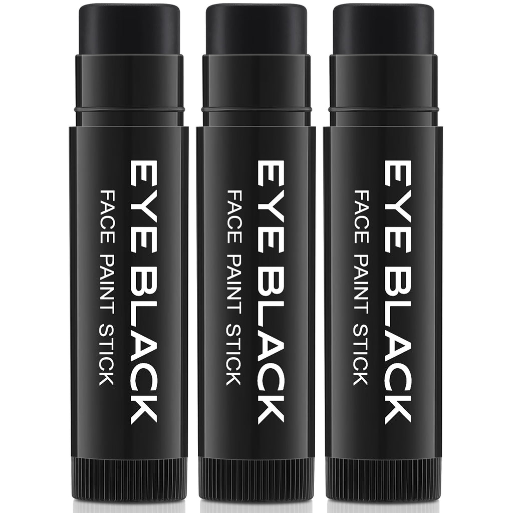 CCbeauty 3 Pack Black Eye Black Stick for Multi Sports, Anti-Glare Eyeblack for Baseball Football Softball Lacrosse Game, Water-Proof Eye Black Grease Paint for Athletes & Fans