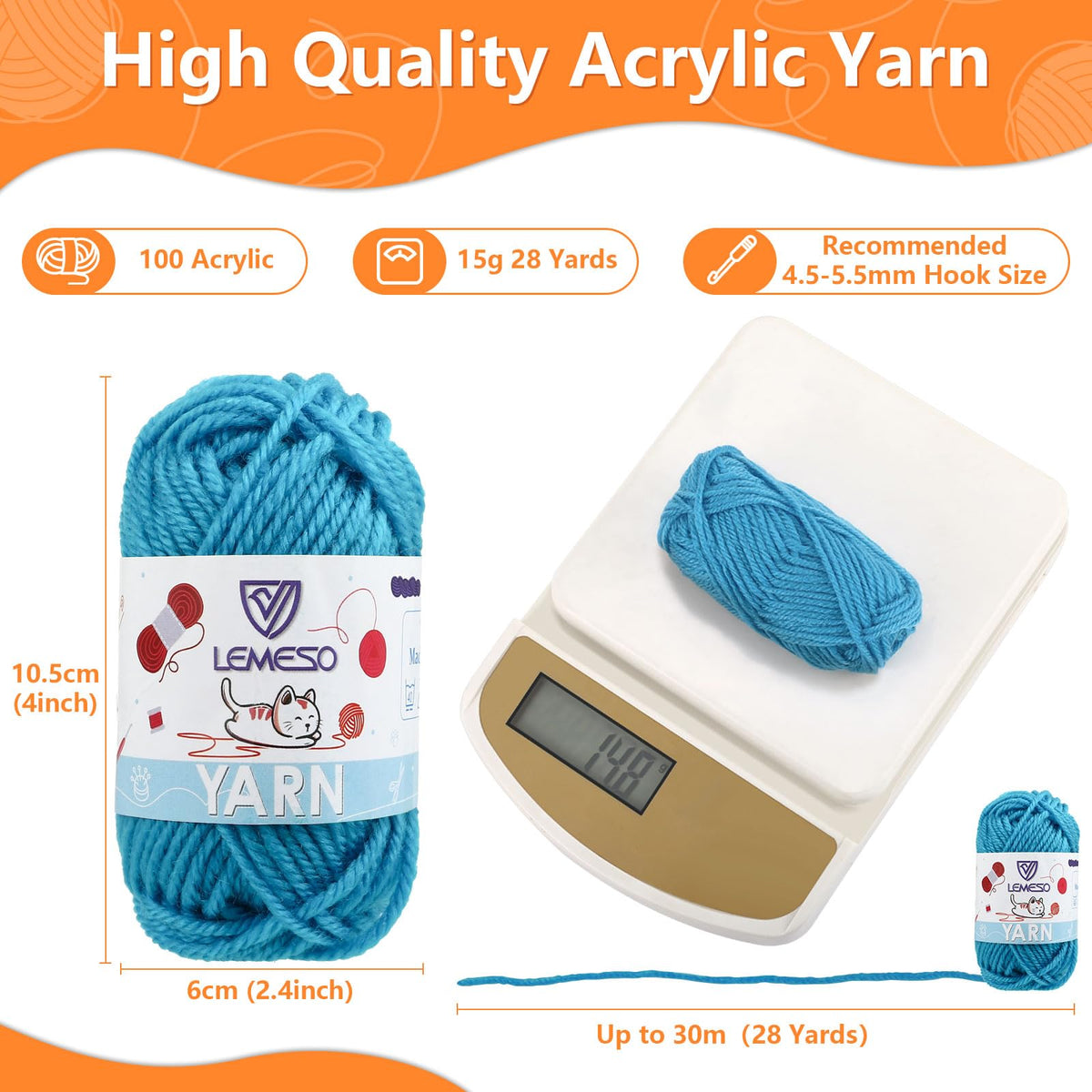 Yinsun 12 Crochet Yarn for Crafts, Mini Acrylic Yarn for Beginners (12x15g)