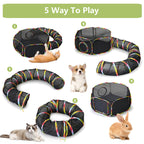 Outdoor Cat Enclosures, Cat Playground Portable Catio Mesh Tent, Outside Circle Playpen Tunnel for Kitty, Rabbit, Puppy and Small Animals