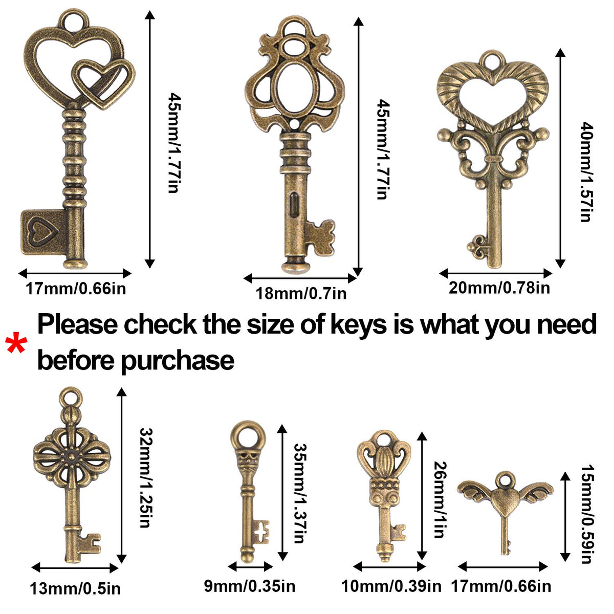 SANNIX Set of 40 Flying Keys, 40PCS Dragonfly Wings 40 Vintage Skeleton Key