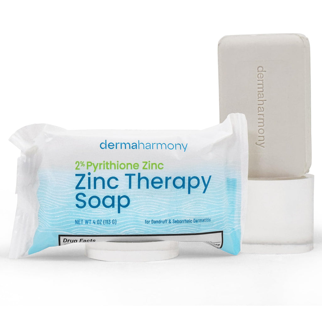 Dermaharmony 2% Pyrithione Zinc (ZnP) Bar Soap 4 oz - Crafted for Those with Skin Conditions - Seborrheic Dermatitis, Dandruff, Psoriasis, Eczema, etc.