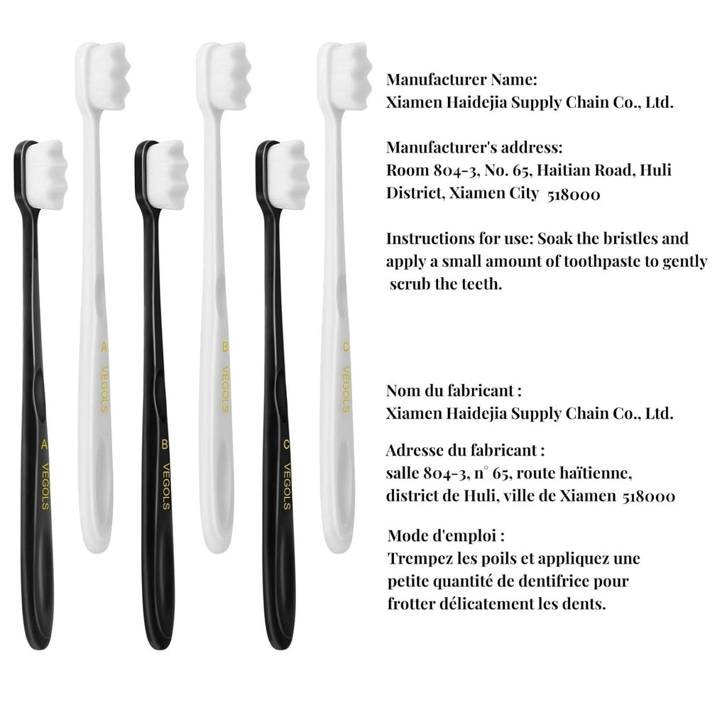 Buy now Adult Extra Soft Toothbrush with 20000 Soft Bristles, (Pack of 6) Micro Nano Manual Toothbrushes for Protect Sensitive Gums, Black/White at indiglob india