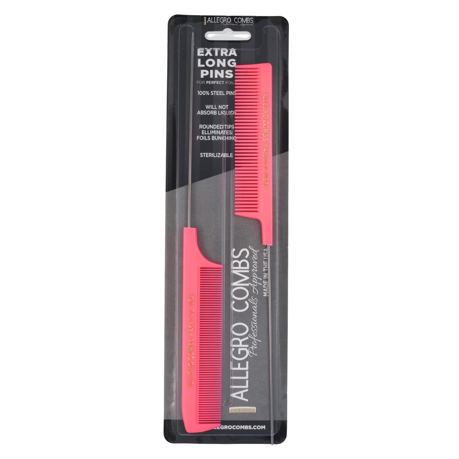 Buy now Allegro XL Pintail Rat Tail & Parting Combs - Metal Tail Foiling & Pin Combs (2 Pc. AQUA & WHITE) Neon Pink at indiglob india