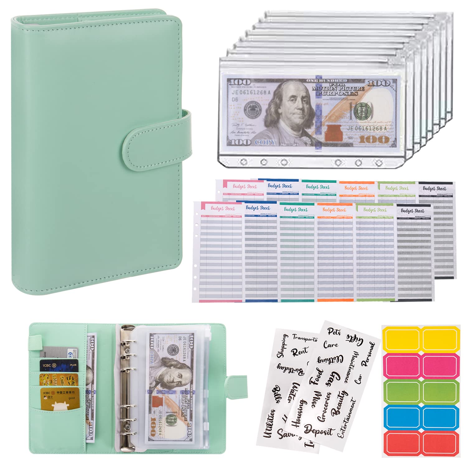 Buy now NICOOTHBudget Binder Cash Envelopes A6 Money Saving Binder with Zipper envelopes (Purple) Green at indiglob india