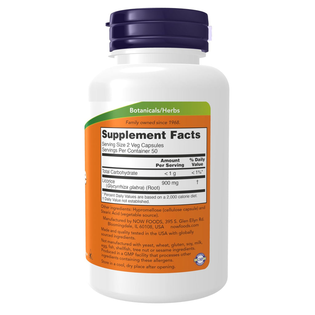 Buy now NOW Supplements, Licorice Root (Glycyrrhiza glabra) 450 mg, Herbal Supplement, 100 Veg Capsules at indiglob india