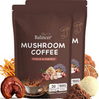 Mushroom Coffee, 6 Adaptogenic Mushrooms (Lion's Mane, Cordyceps, Turkey Tail & Other) Mixed with Premium Instant Coffee for Focus, Energy, Immune and Gut Health Support, 30 Servings
