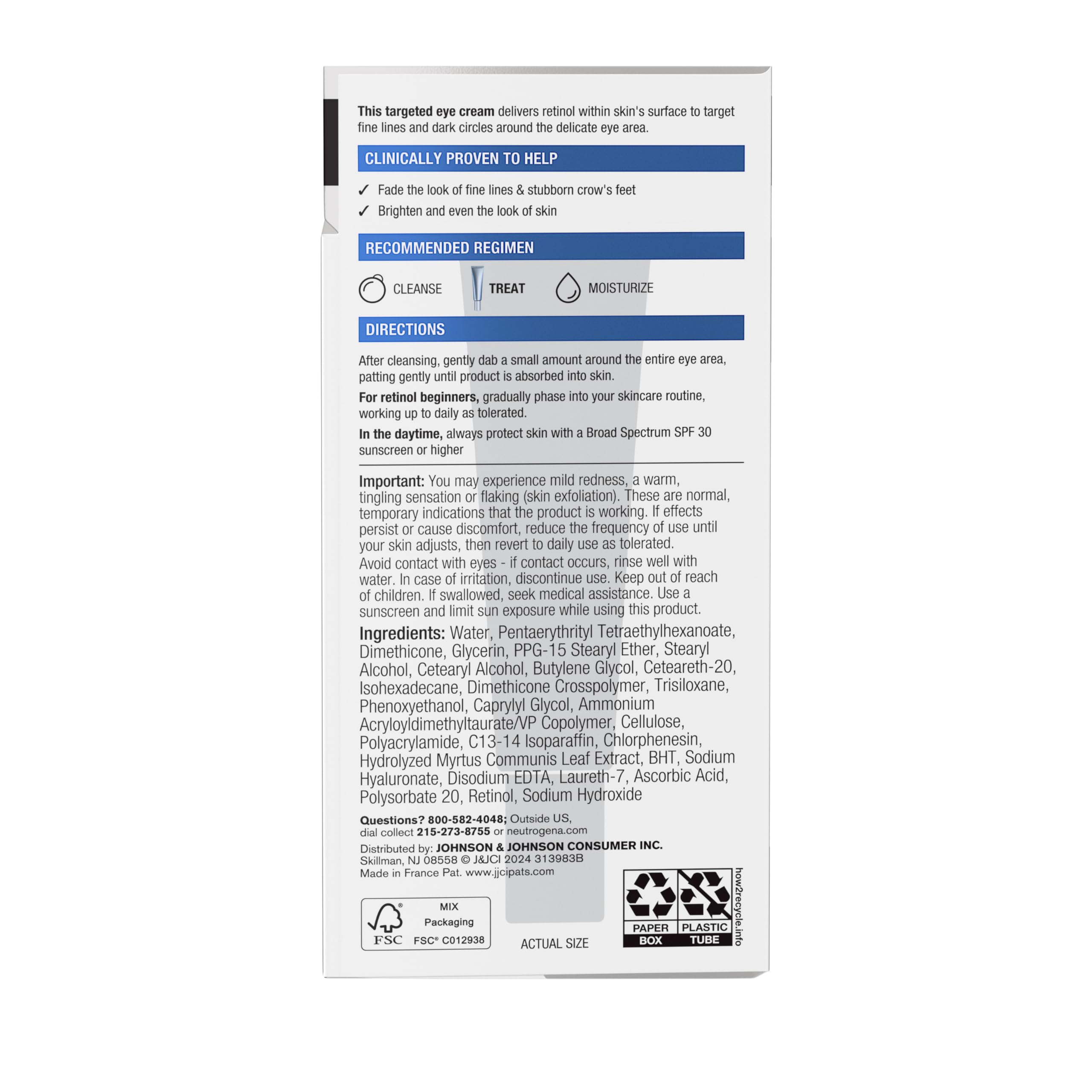 Neutrogena Rapid Wrinkle Repair Retinol Eye Cream, 0.5 fl. oz | For Dark Circles, Anti-Aging Under Eye Cream, Retinol & Hyaluronic Acid, Fine Lines Wrinkles & Dark Spots