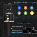 Buy now BONAOK Wireless Bluetooth Karaoke Microphone, 3-in-1 Portable Handheld Mic Speaker Machine for All Smartphones, Gifts to Girls Boys Kids Adults All Age Q37(Black Gold) at indiglob india