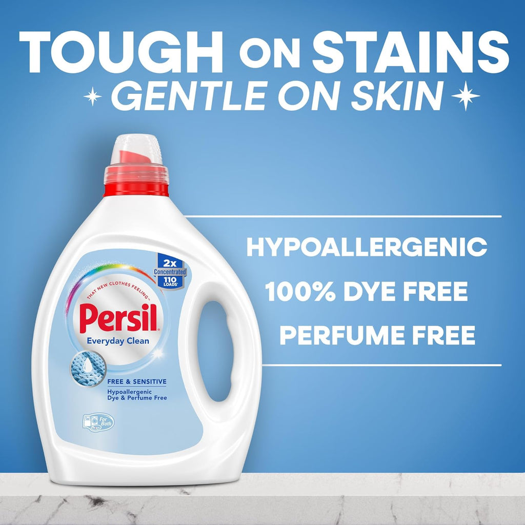 Buy now Persil Free & Sensitive Liquid Laundry Detergent, Unscented and Hypoallergenic for Sensitive Skin, Ultra Concentrated, 82.5 fl oz, 110 Loads at indiglob india