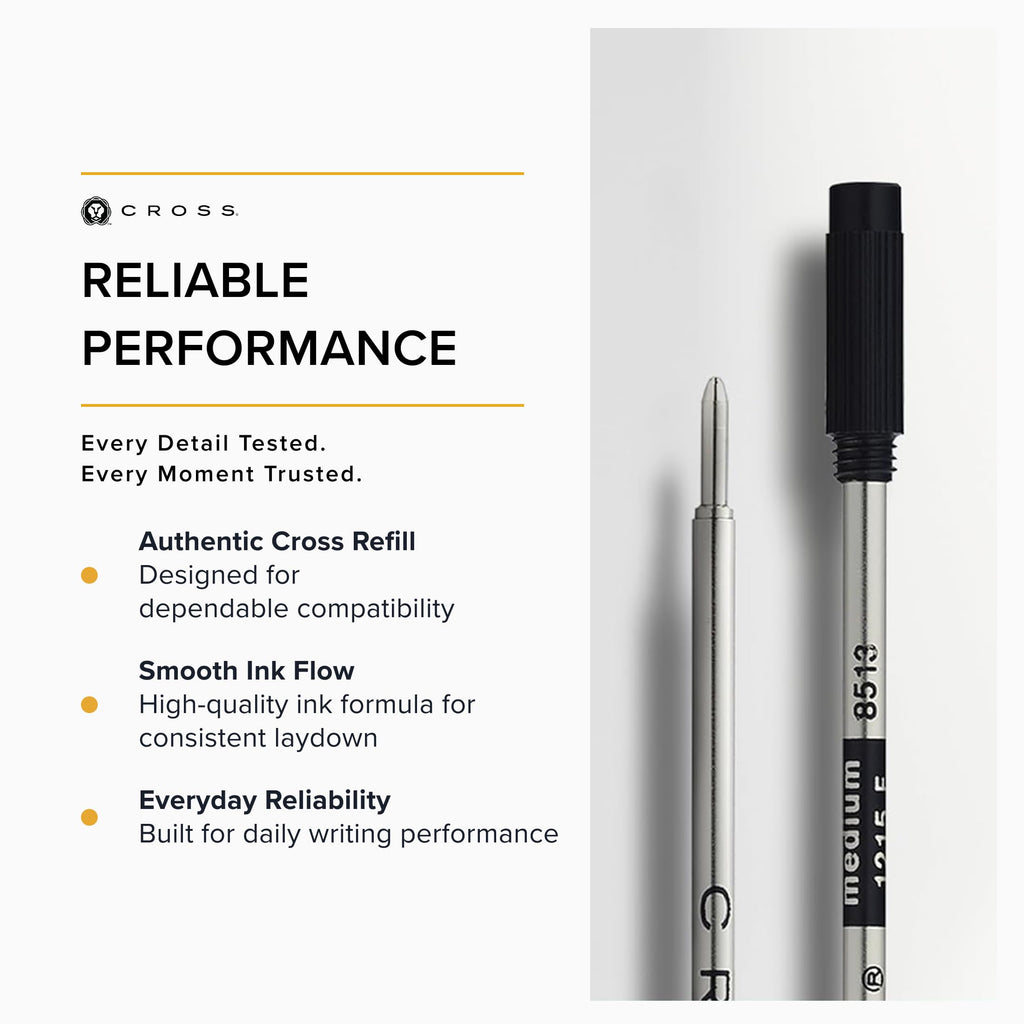Cross Ballpoint Pen Refill, Black, Medium Point, 2-Pack Refill Set