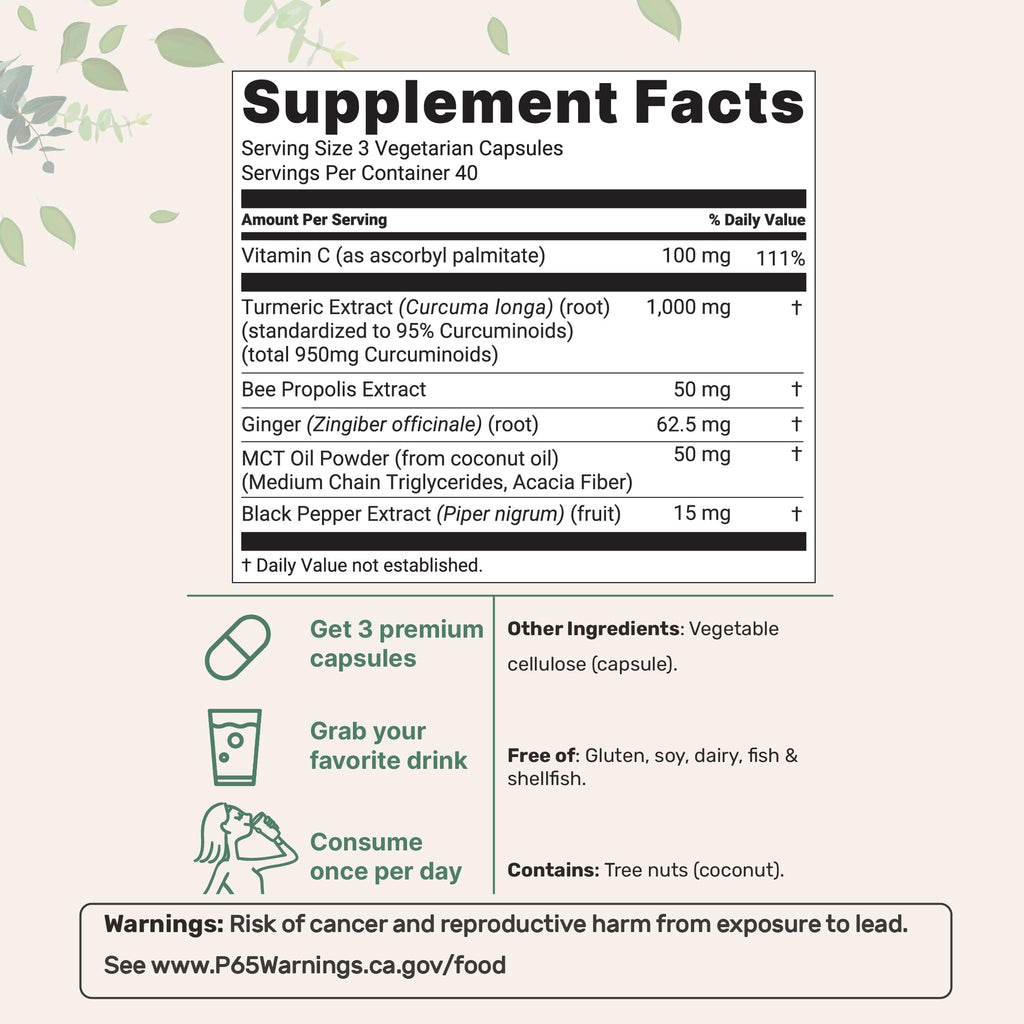 Micro Ingredients Turmeric Curcumin 1,000mg Per Serving, 120 Capsules | Turmeric Curcumin Supplement with 95% Curcuminoids, Black Pepper & Ginger. Filler Free, Non-GMO, Vegetarian, Gluten Free.