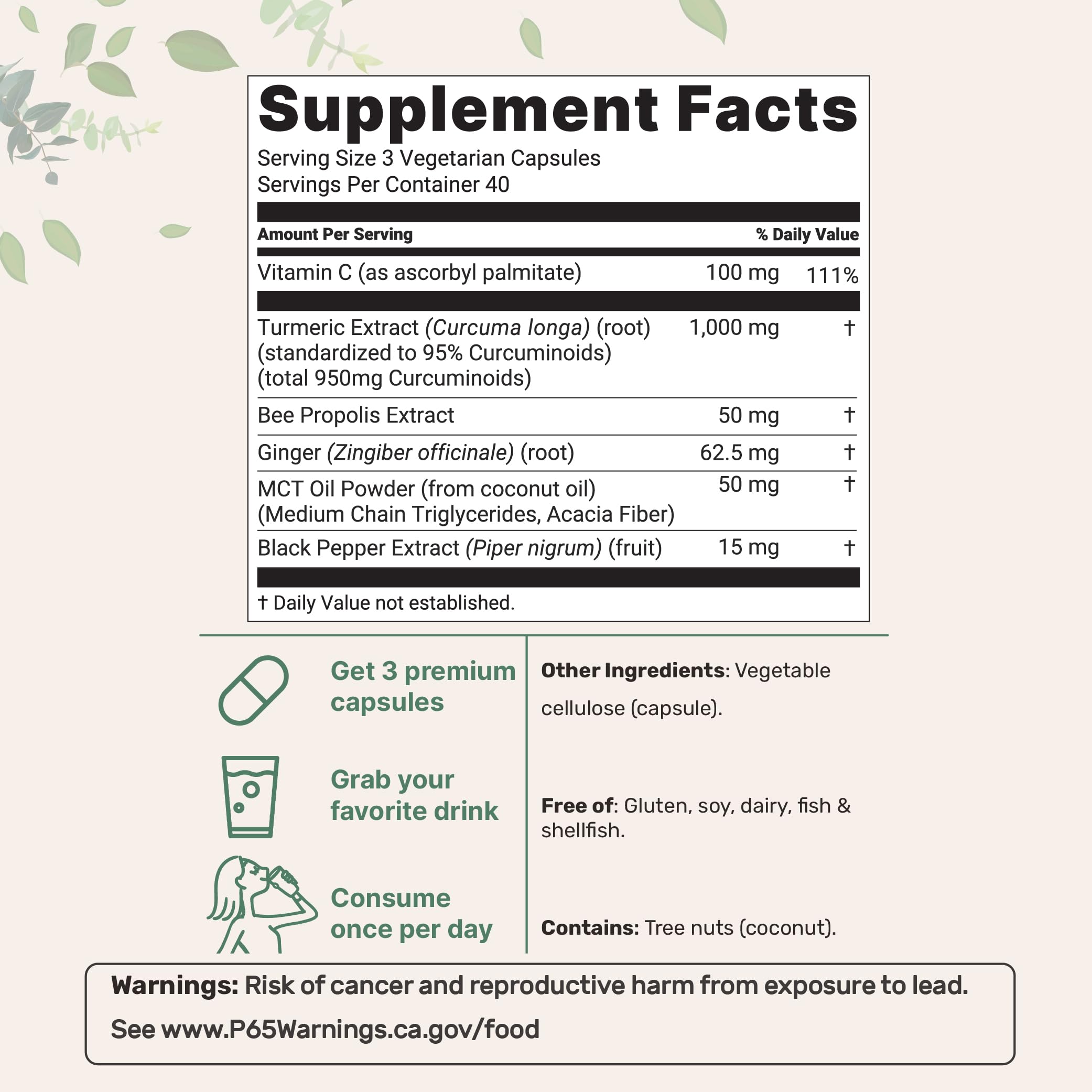 Micro Ingredients Turmeric Curcumin 1,000mg Per Serving, 120 Capsules | Turmeric Curcumin Supplement with 95% Curcuminoids, Black Pepper & Ginger. Filler Free, Non-GMO, Vegetarian, Gluten Free.
