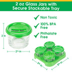 Buy now Glass Baby Food Storage Containers (4 Pk) - 2oz Jars in Stackable Storage Tray w Tight Interlocking Base- Dry-Erase Marker Labeling- Microwave Freezer Dishwasher Safe- Babyfood Breast Milk, Gift at indiglob india