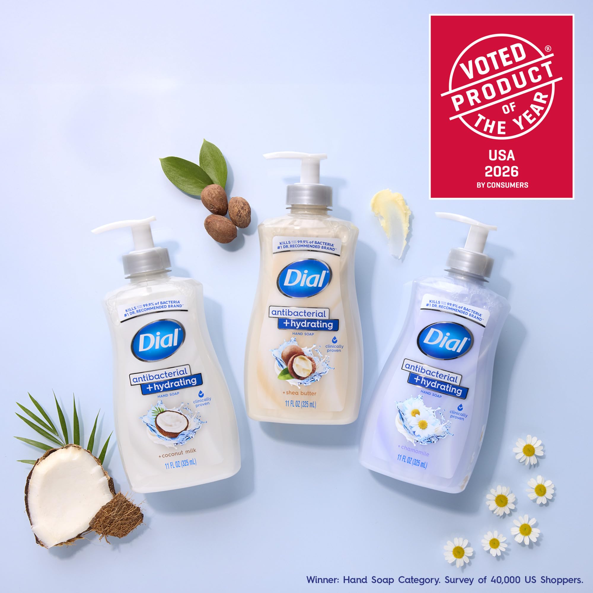 Dial Antibacterial Hydrating Liquid Hand Soap, Coconut Milk, 11oz, 4-Pack | Clinically Proven Moisturizing, Gentle for Frequent Use, No Sulfates, Parabens, Phthalates, #1 Doctor Recommended