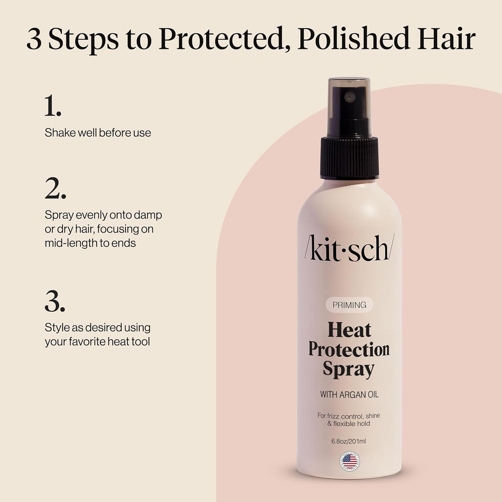 Buy now Kitsch Heat Protection Spray for Hair â€“ Heat Protectant for Hair with Argan Oil â€“ Styling Hair Spray for Frizz Control, Shine & Damage Protection â€“ Protects Strands | Ideal Gifts for Women â€“ 6.8oz at indiglob india