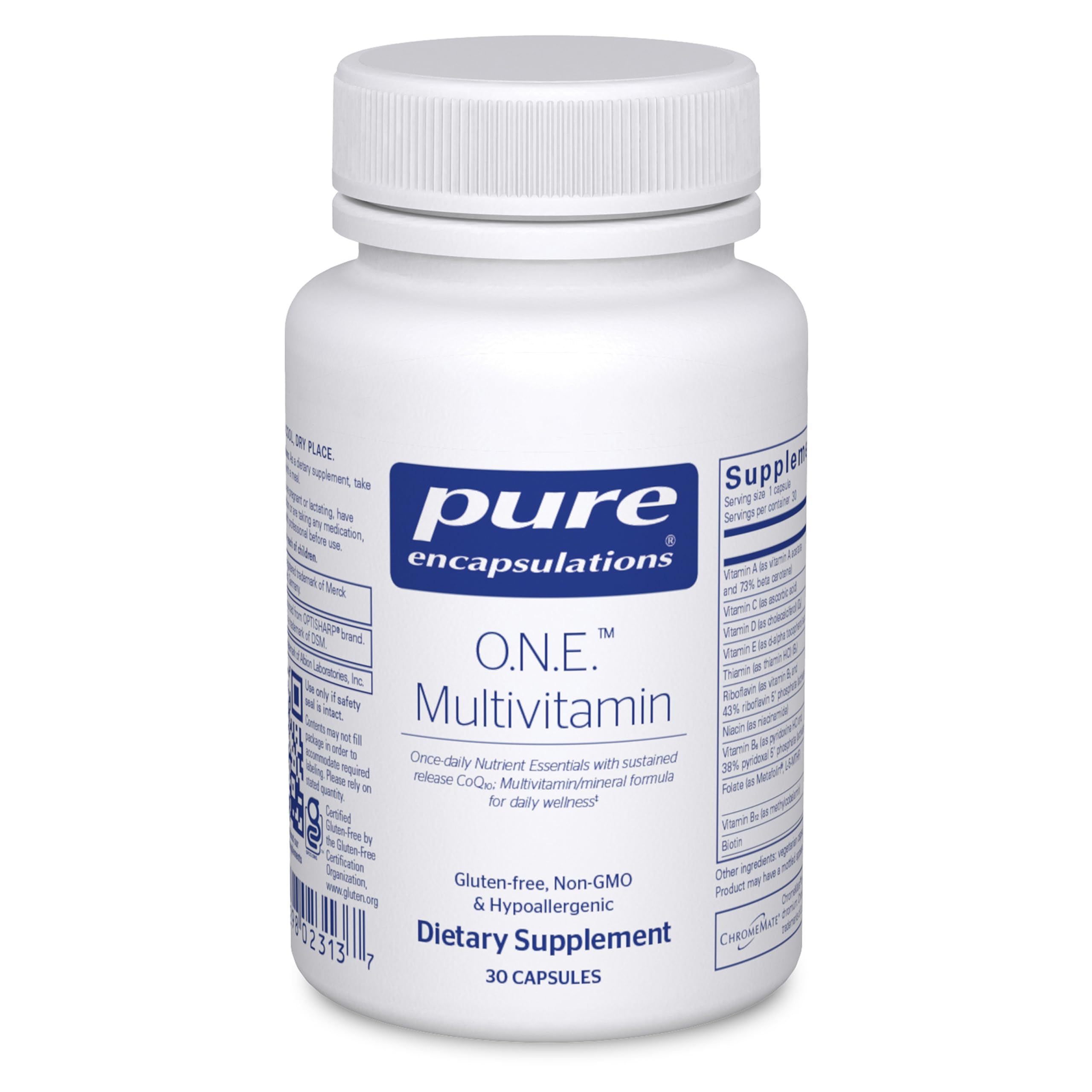 Pure Encapsulations O.N.E. Multivitamin, 60 Capsules | Once Daily Multivitamin with Antioxidant Complex Metafolin, CoQ10, and Lutein to Support Vision, Cognitive Function*
