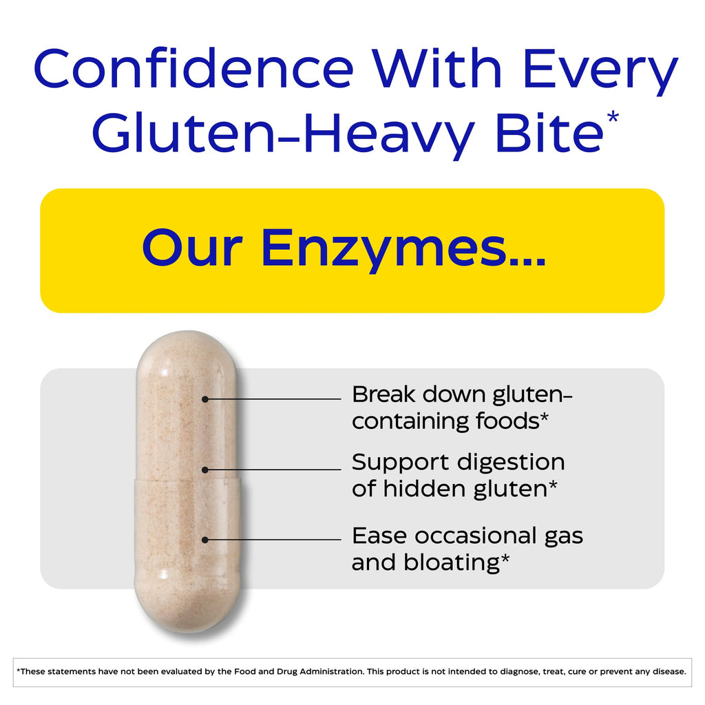 Enzymedica GlutenEase, Helps Gas & Bloating - 60 Capsules | Digestive Enzyme Supplement for Women & Men, Gluten & Casein Sensitivity Support, Enzymes for Digestion & Gut Health