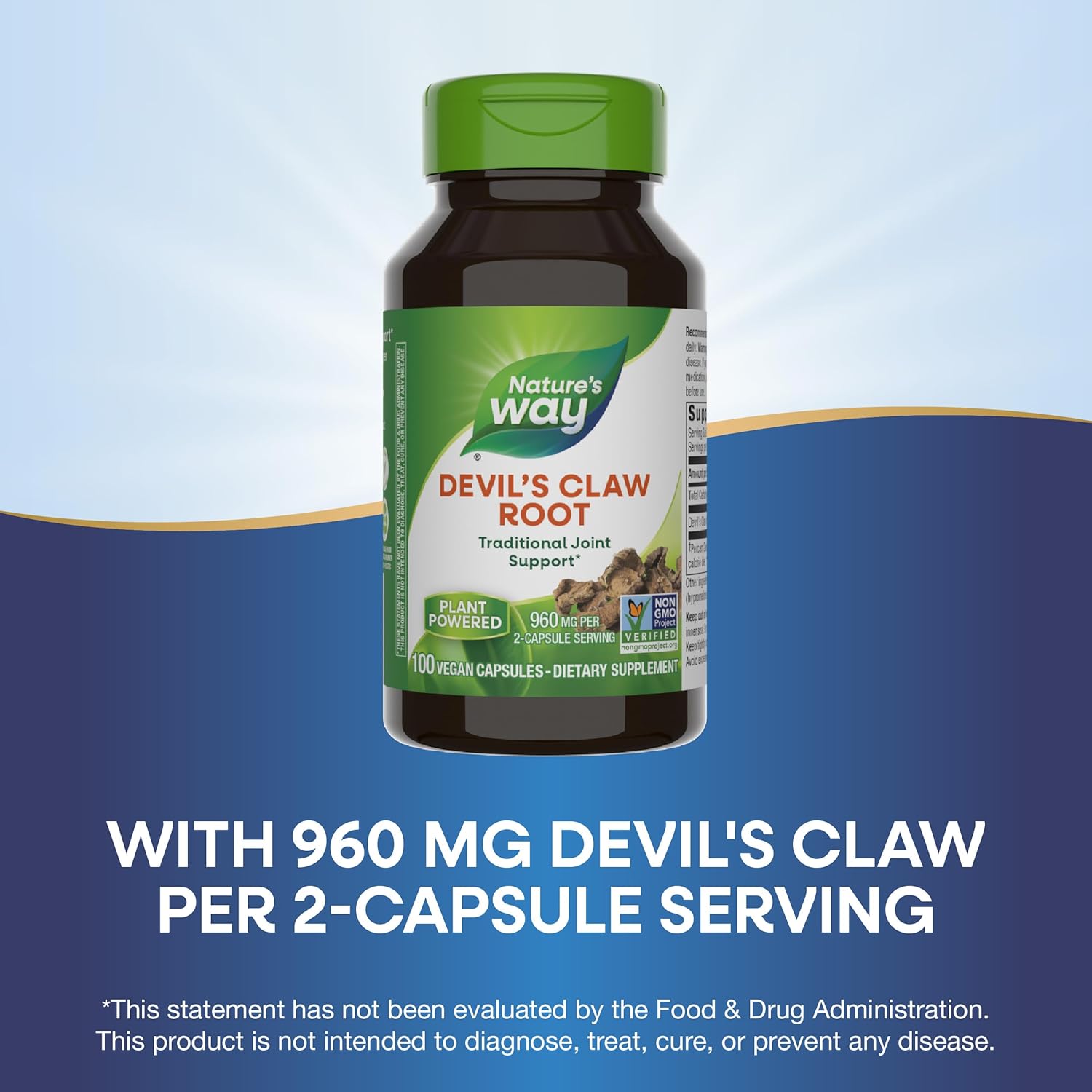 Buy now Natureâ€™s Way Devil's Claw Root, Traditional Joint Support*, 960 mg per 2-Capsule Serving, Gluten-Free, Non-GMO Project Verified, 100 Vegan Capsules (Packaging May Vary) at indiglob india