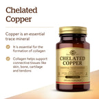 Solgar Chelated Copper, 100 Tablets - Essential for Collagen Formation | Highly Bioavailable Form, Supports Connective Tissue, Non-GMO, Vegan, Gluten Free, Dairy Free, Kosher - 100 Servings