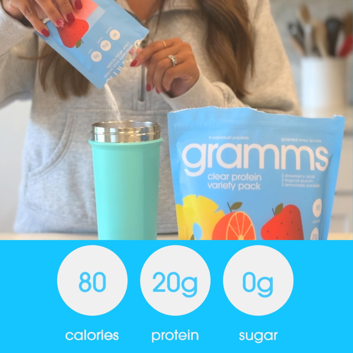 GRAMMS Clear Protein Packets 20G Protein Sample Packets Variety Flavors