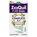 ZzzQuil Pure Zzzs Complete Sleep, Melatonin 10mg, L-Theanine, GABA, with Ashwagandha, and Magnesium, Melatonin Sleep Aid, 100 Count