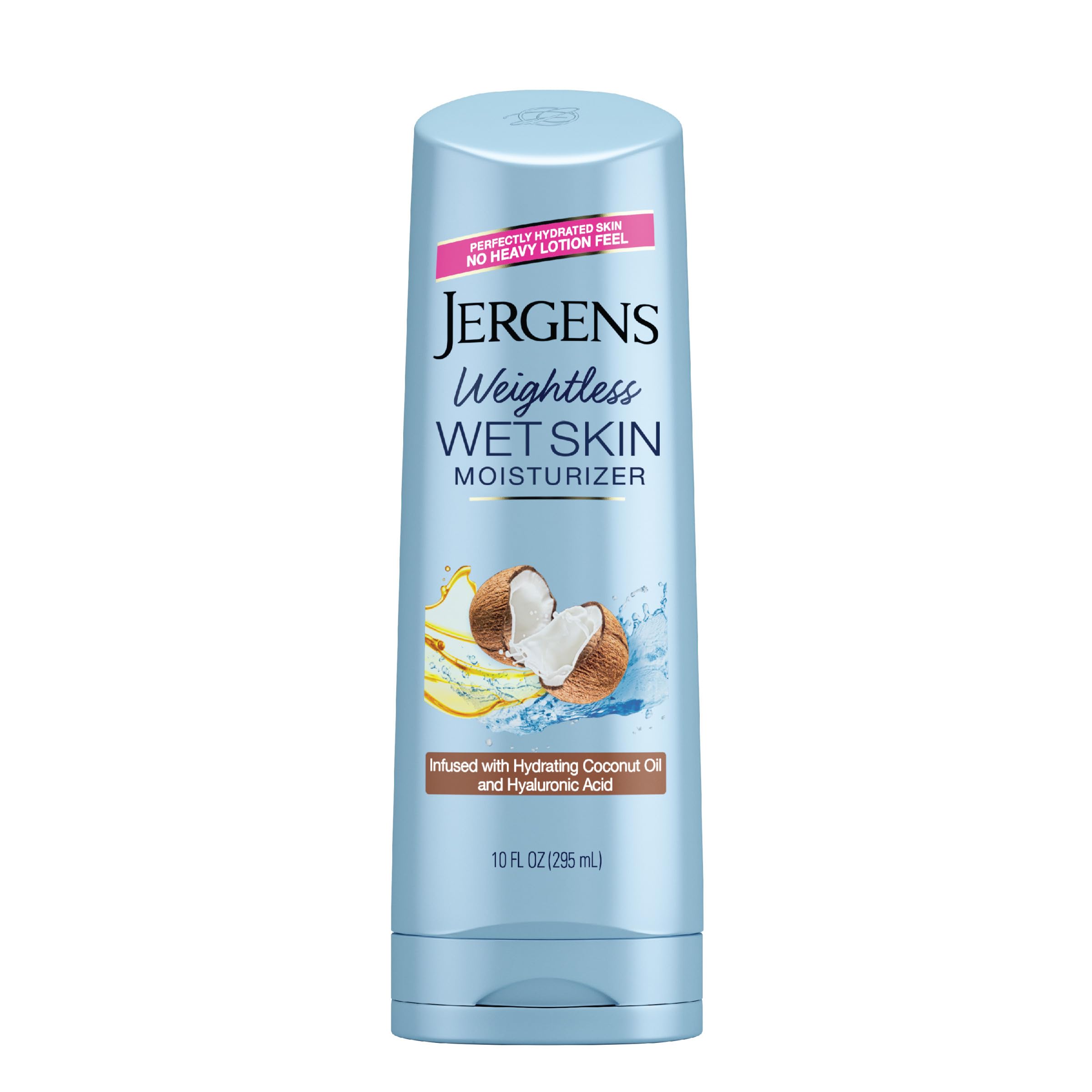 Jergens Wet Skin Body Moisturizer with Coconut Oil, In Shower Lotion for Dry Skin, Fast-Absorbing, Non-Sticky, Dermatologist Tested, 10 Oz, Pack of 3 | Coconut Oil, Hyaluronic Acid, Fast Absorption, Non-Sticky Formula, Dermatologist Tested