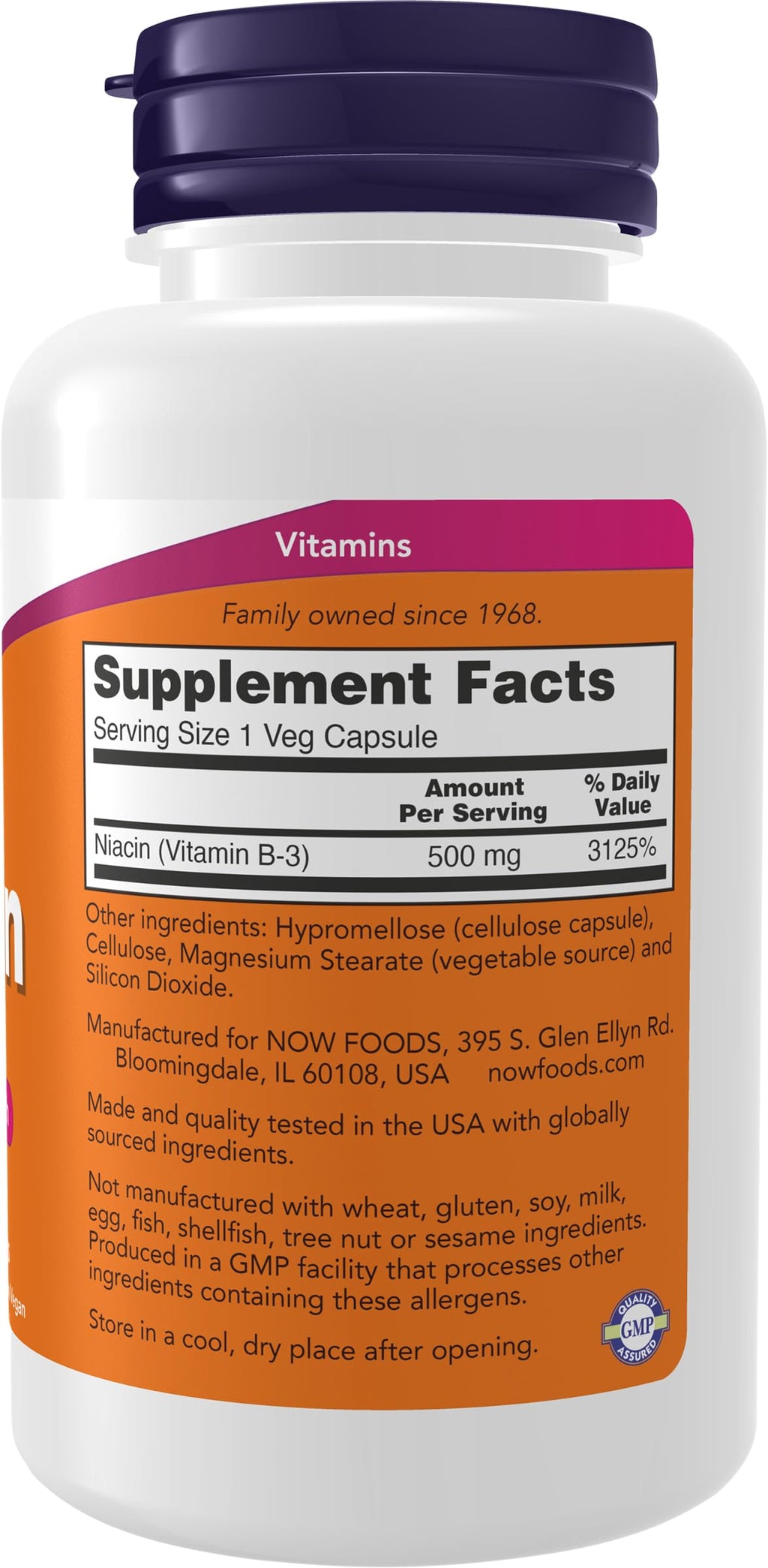 Buy now NOW Foods Supplements, Niacin (Vitamin B-3) 500 mg, Essential B-Group Vitamin*, Nutritional Health, 100 Capsules at indiglob india