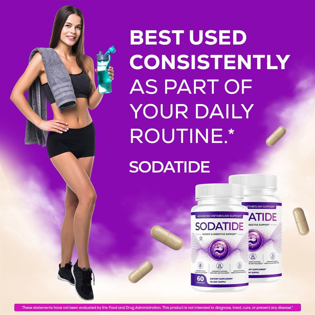 Sodatide Capsules - Official Sodatide Pills Advanced Premium Formula for Overall Wellness, 60 Capsules for 1 Month